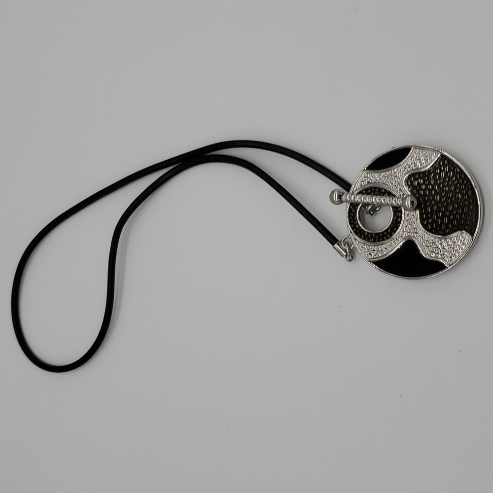 Lia Sophia Jigsaw Necklace in colors Silver, Black, and Bronze